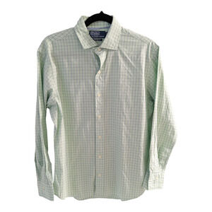 Polo by Ralph Lauren Mens Size Small Custom Fit Button Up Shirt Green Gingham